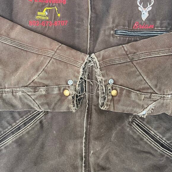 Carhartt J97 DKB Detroit Jacket Brown Duck Blanket Lined Workwear Size Large - Picture 7 of 8